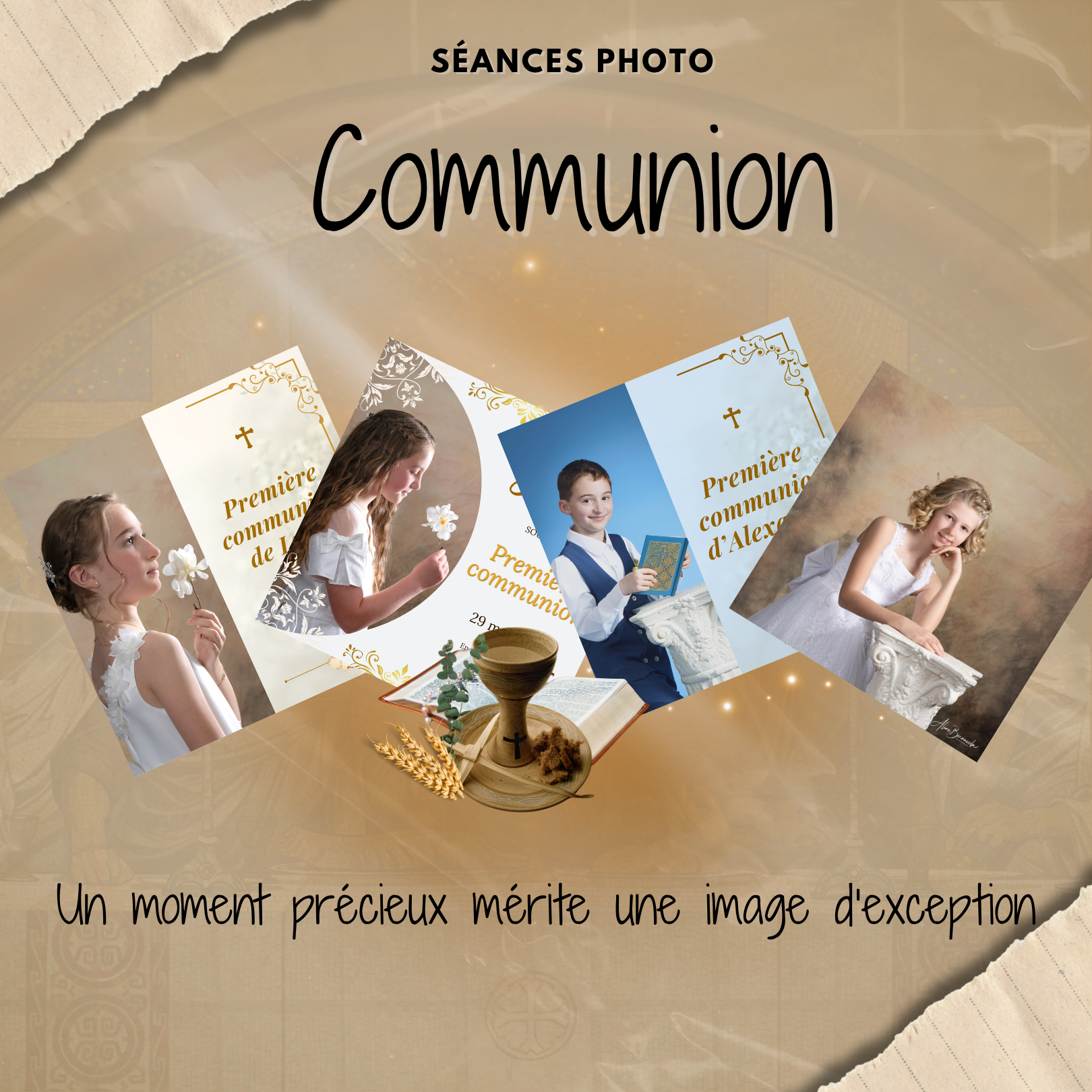 Pub séances photo communion, studio Aline Photo, Yutz